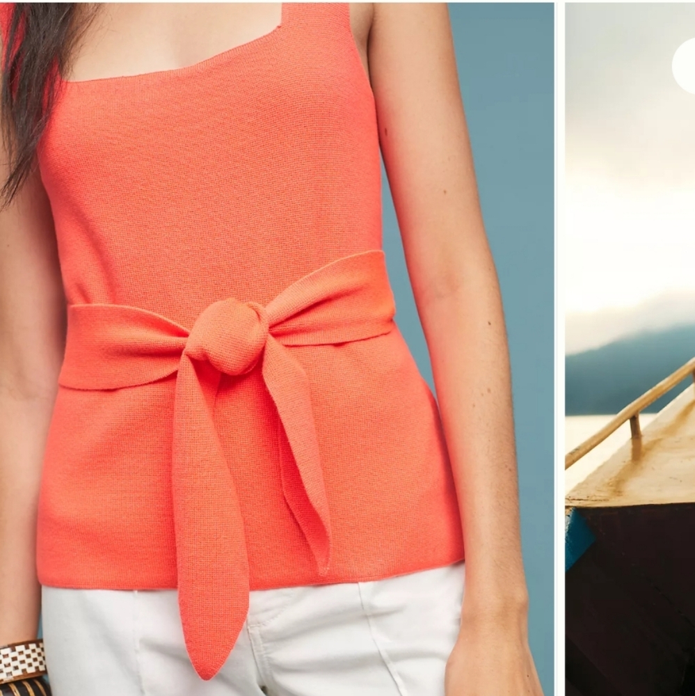 By Anthropologie Orange Harloe Belted Tank Top Medium - Picture 11 of 11